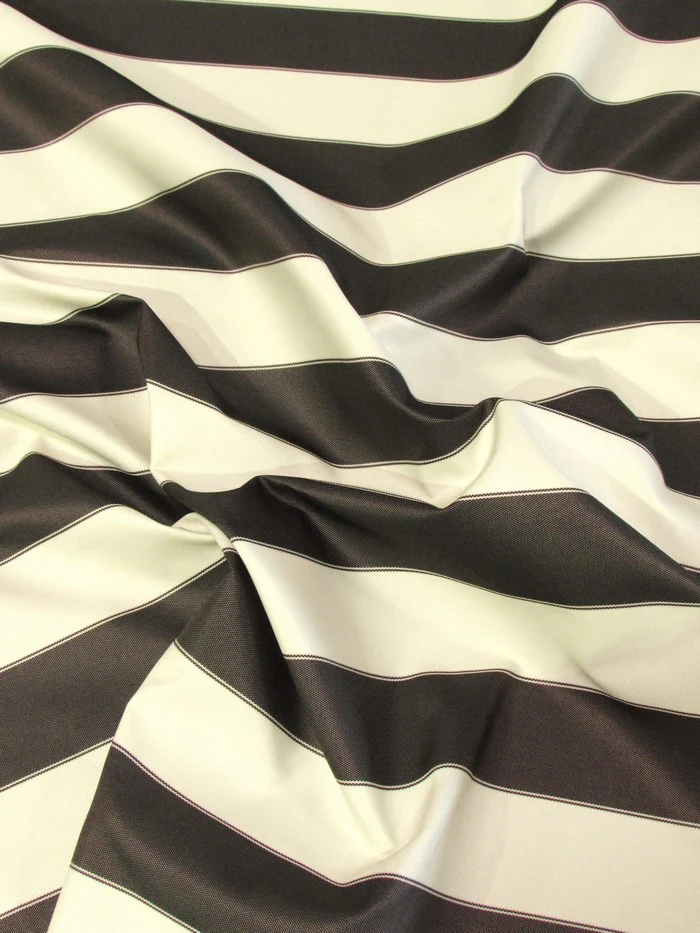 2 Tone Stripe Deck Canvas Outdoor Waterproof Fabric / Black/White / Sold By The Yard Closeout!!! - Image 3