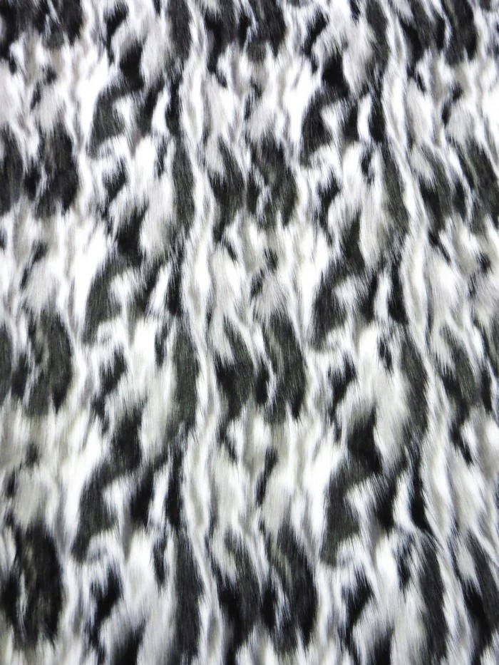 Black, Gray, White Sunset Multi-Color Faux Fur Fabric /  Sold by the Yard - Image 2