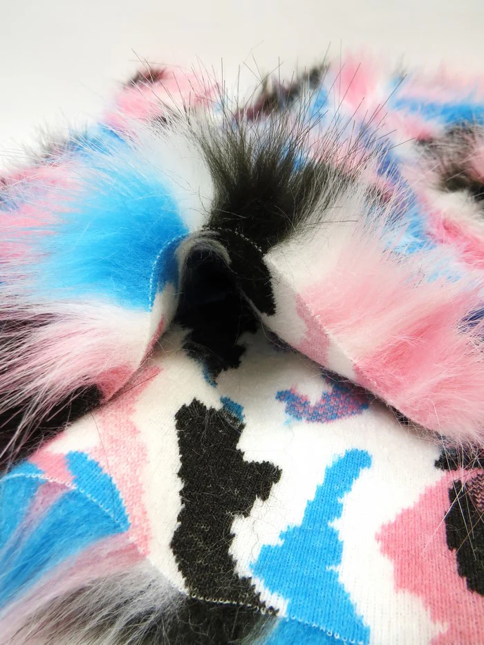 30 Yard Roll of Yellow, Orange, Black Sunset Multi-Color Faux Fur Fabric - Image 7