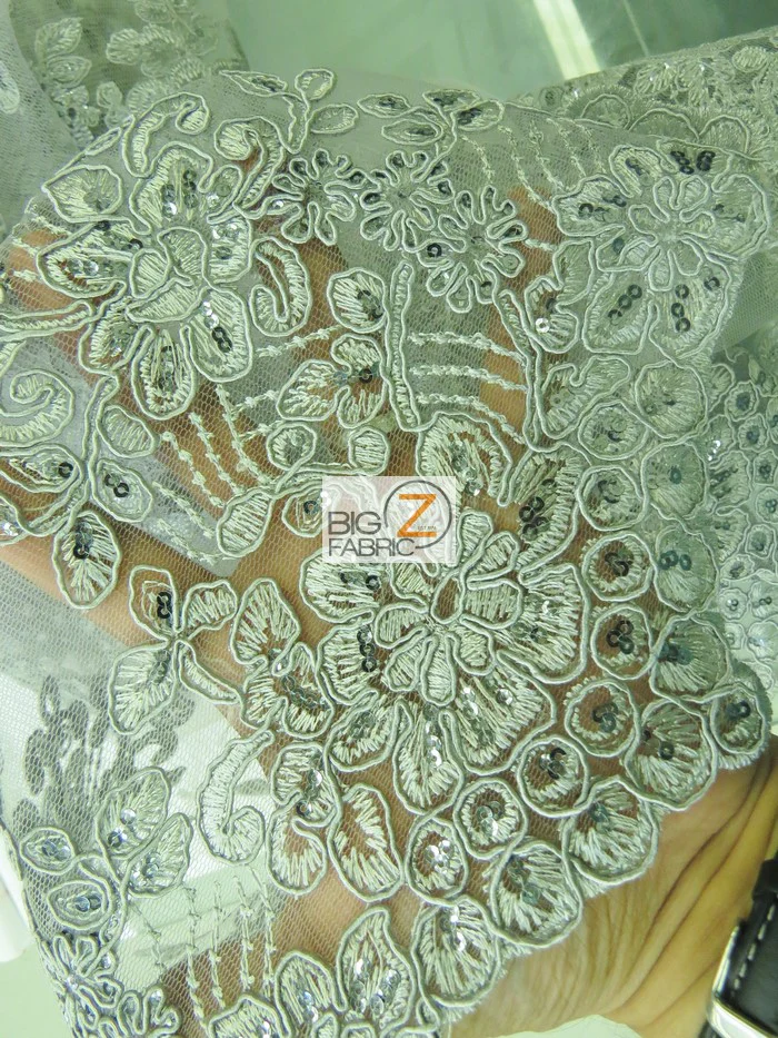 Anastasia Floral Sequins Lace Fabric / Black / Sold By The Yard - Image 3