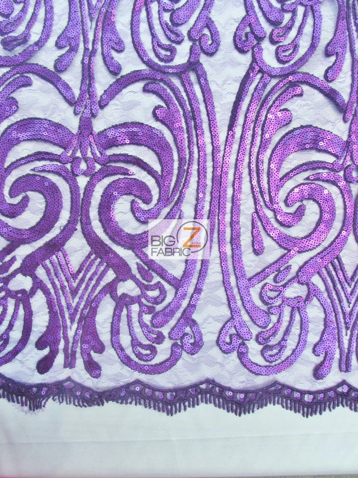 Angel Damask Sequins Sheer Lace Fabric / Royal Blue / Sold By The Yard Closeout!!! - Image 4