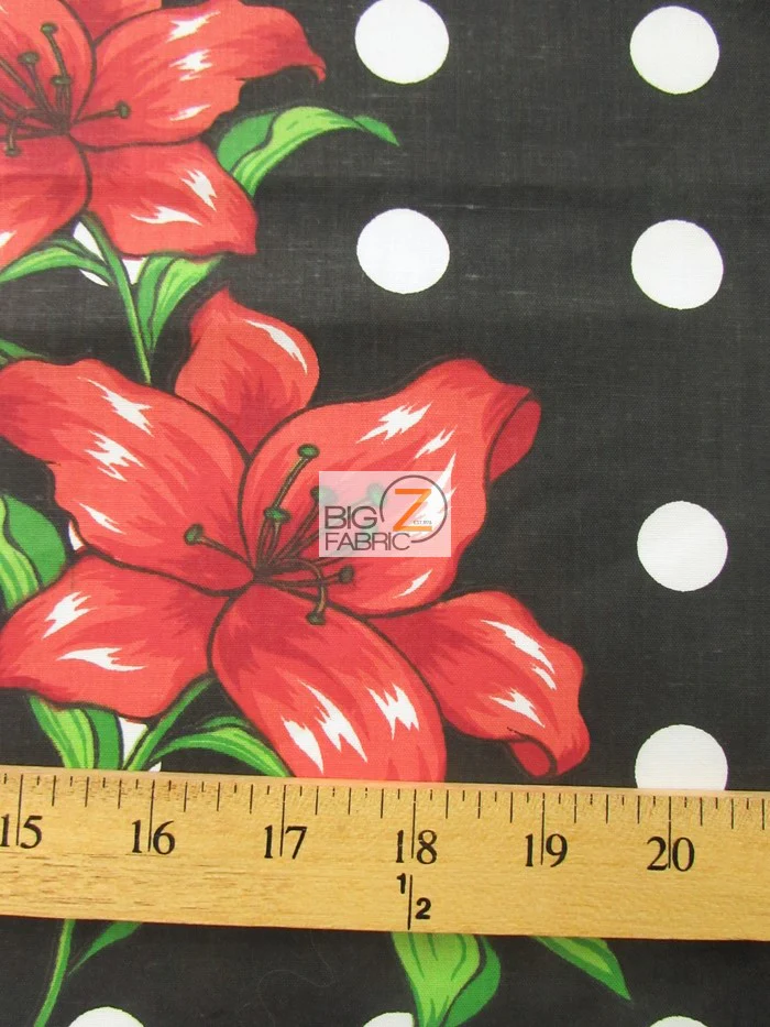 Assorted Flower Print Poly Cotton Fabric / (Polka Dot Bellflower) Blue / 50 Yard Bolt - Image 2