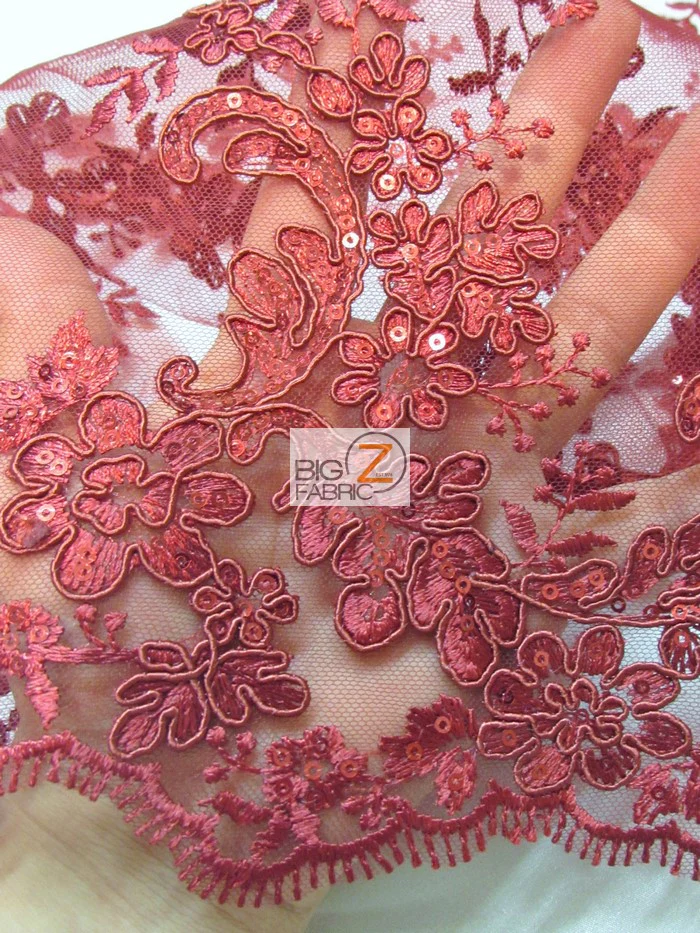 Belle Floral Sequins Lace Fabric / Yellow / Sold By The Yard - Image 3