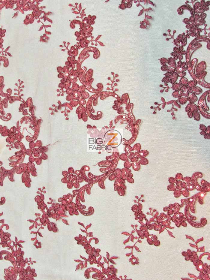 Belle Floral Sequins Lace Fabric / Yellow / Sold By The Yard - Image 4