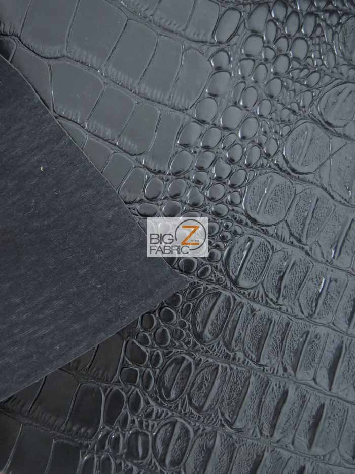 Big Nile Crocodile Faux Fake Leather Vinyl Fabric / Death Black / By The Roll - 30 Yards - Image 3