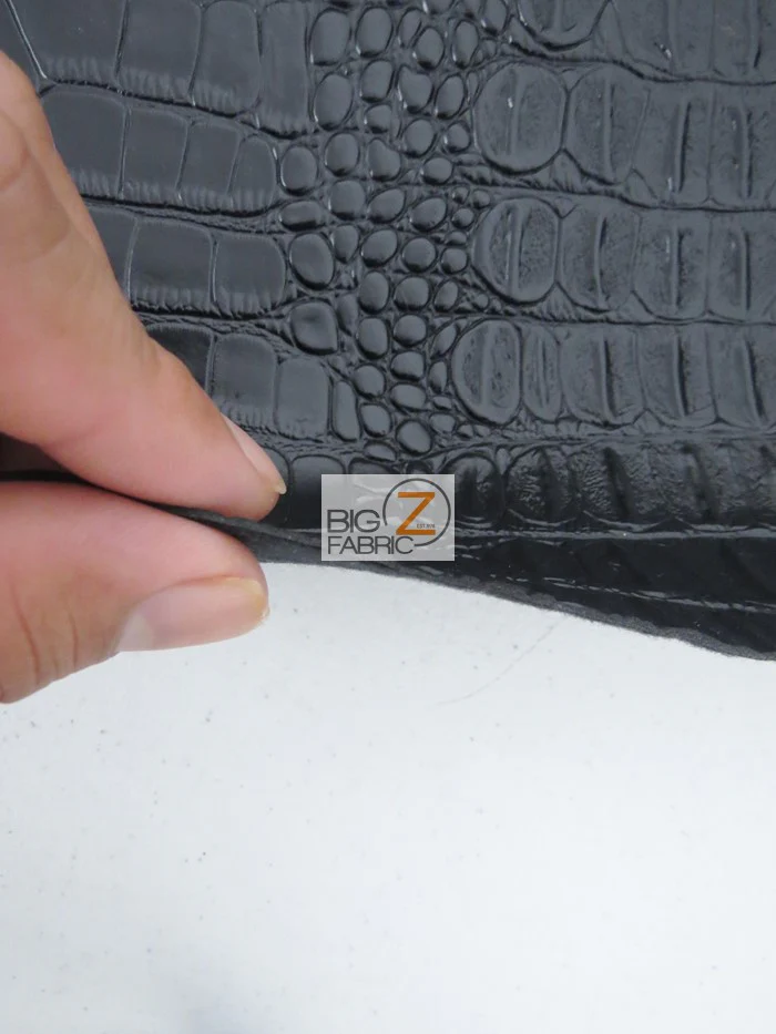 Big Nile Crocodile Faux Fake Leather Vinyl Fabric / Death Black / By The Roll - 30 Yards - Image 4