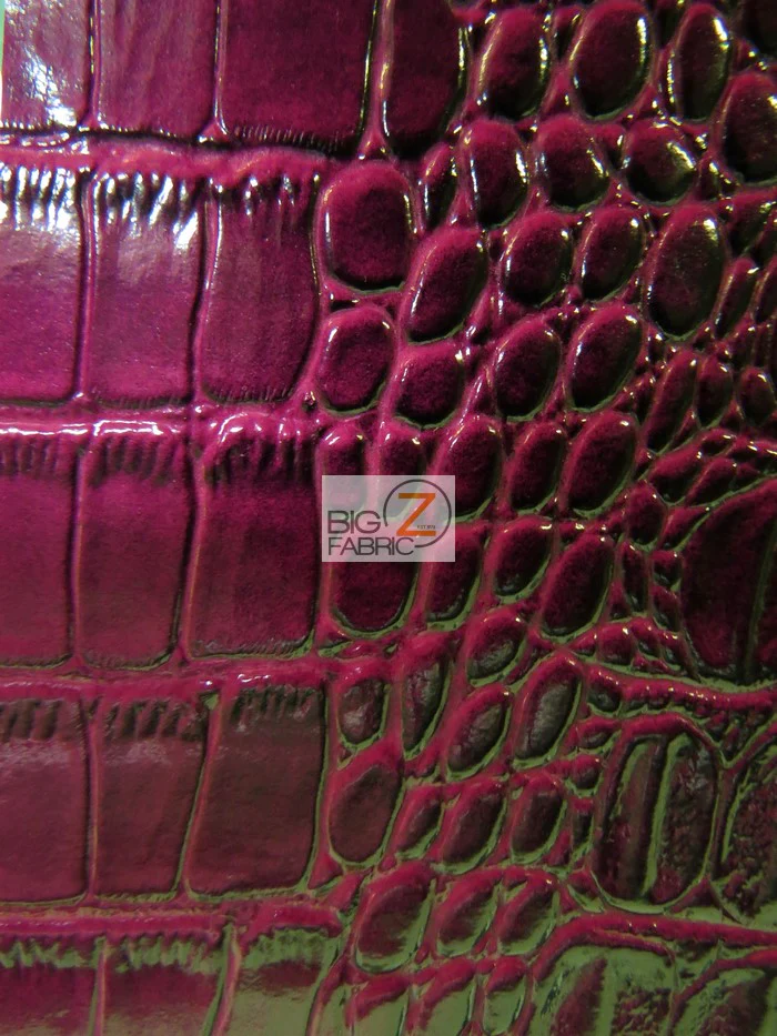 Big Nile Crocodile Faux Fake Leather Vinyl Fabric / Glossy Dragon Purple / By The Roll - 30 Yards - Image 2