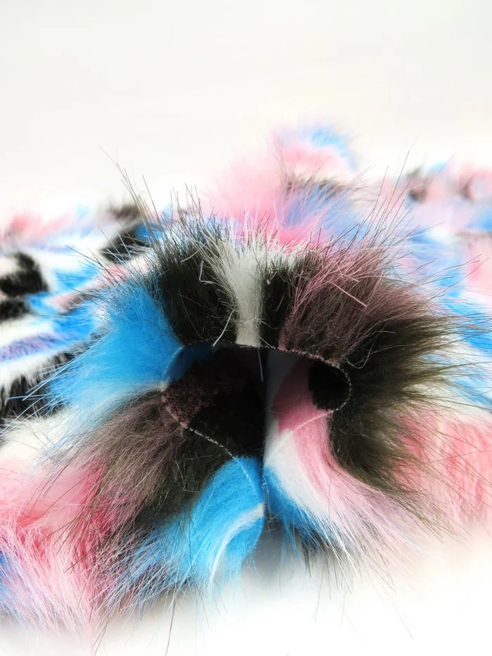 Black, Gray, White Sunset Multi-Color Faux Fur Fabric /  Sold by the Yard - Image 4