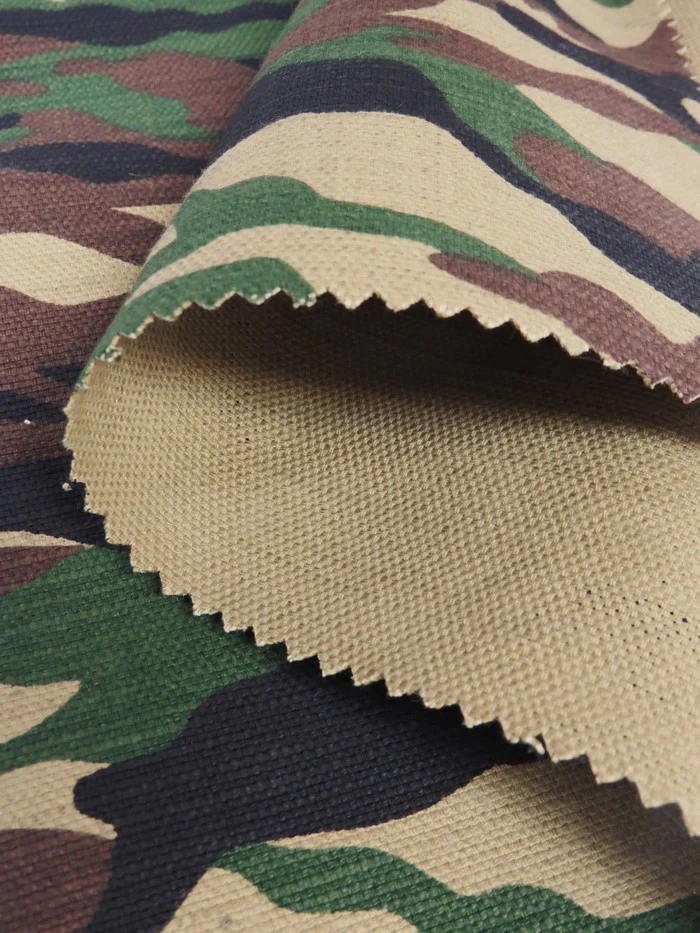 Camo Front w/ Khaki Backing Canvas Fabric/ 100% Cotton / 14.25oz - Image 2