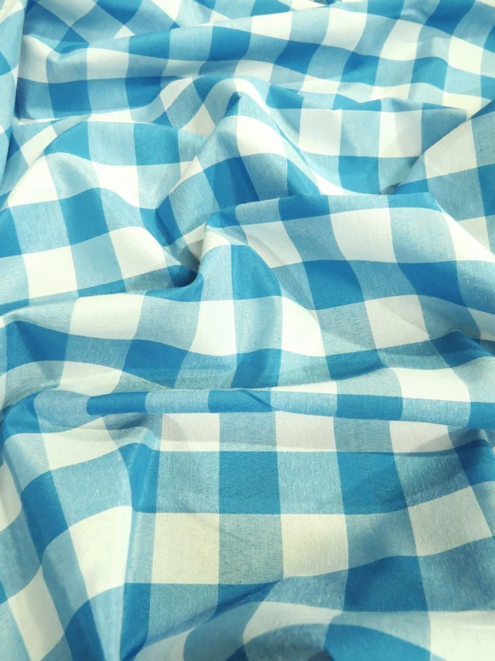 Checkered Gingham Poly Cotton Printed Fabric / Lime Green / Sold By The Yard - Image 3