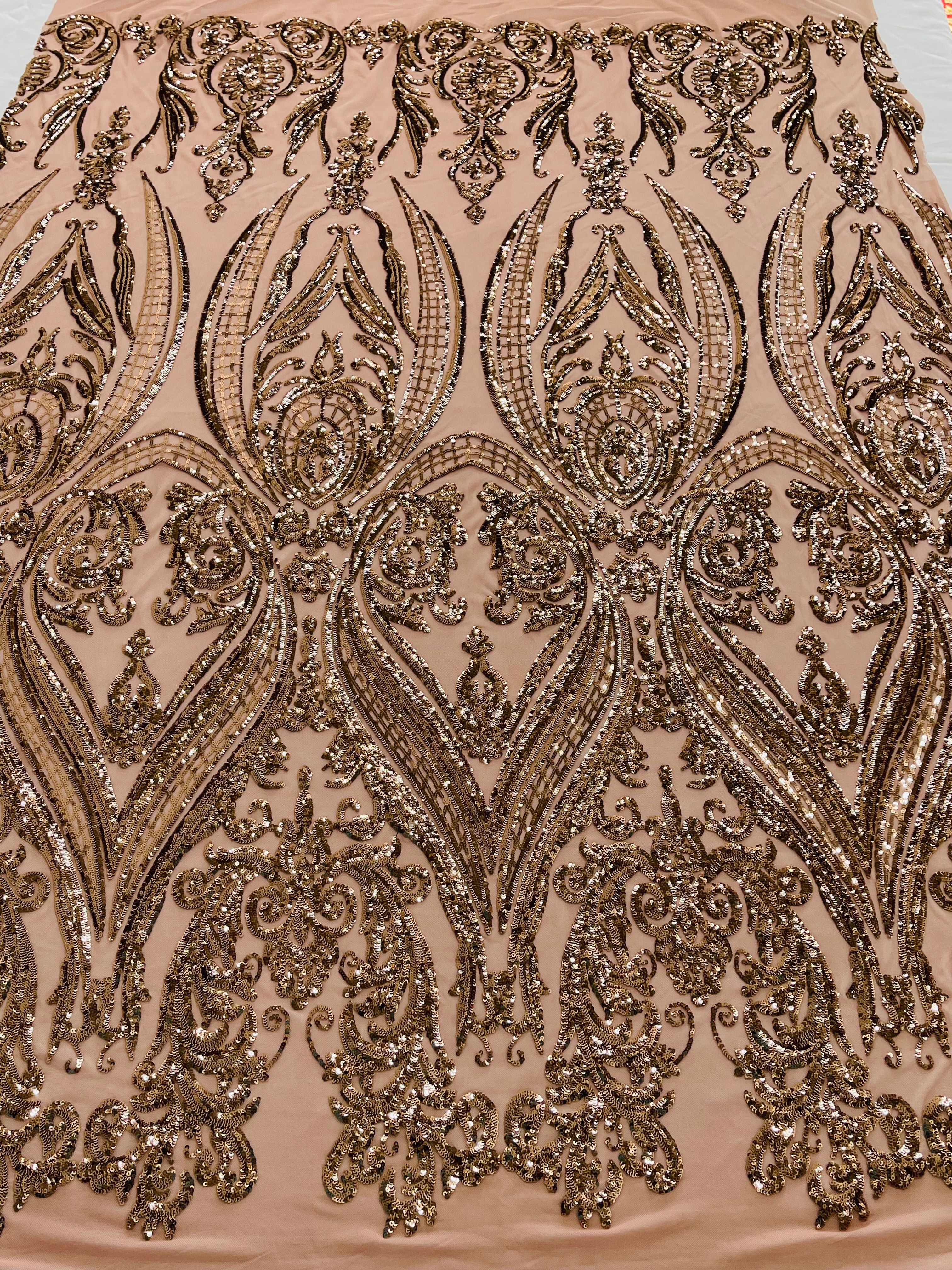 BIG DAMASK SEQUIN ON STRETCH MESH FABRIC (By The Yard) - Image 21