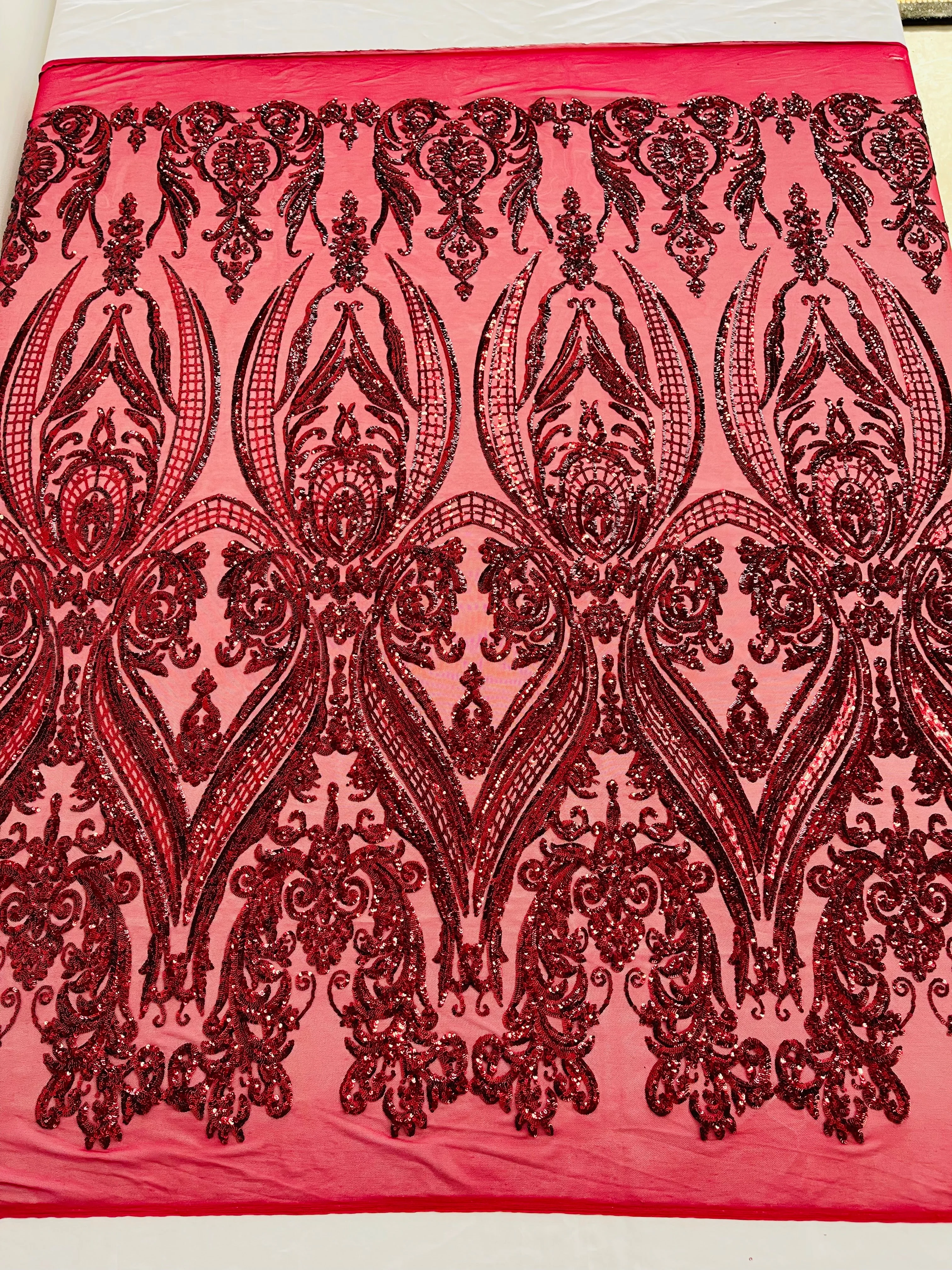 BIG DAMASK SEQUIN ON STRETCH MESH FABRIC (By The Yard) - Image 30