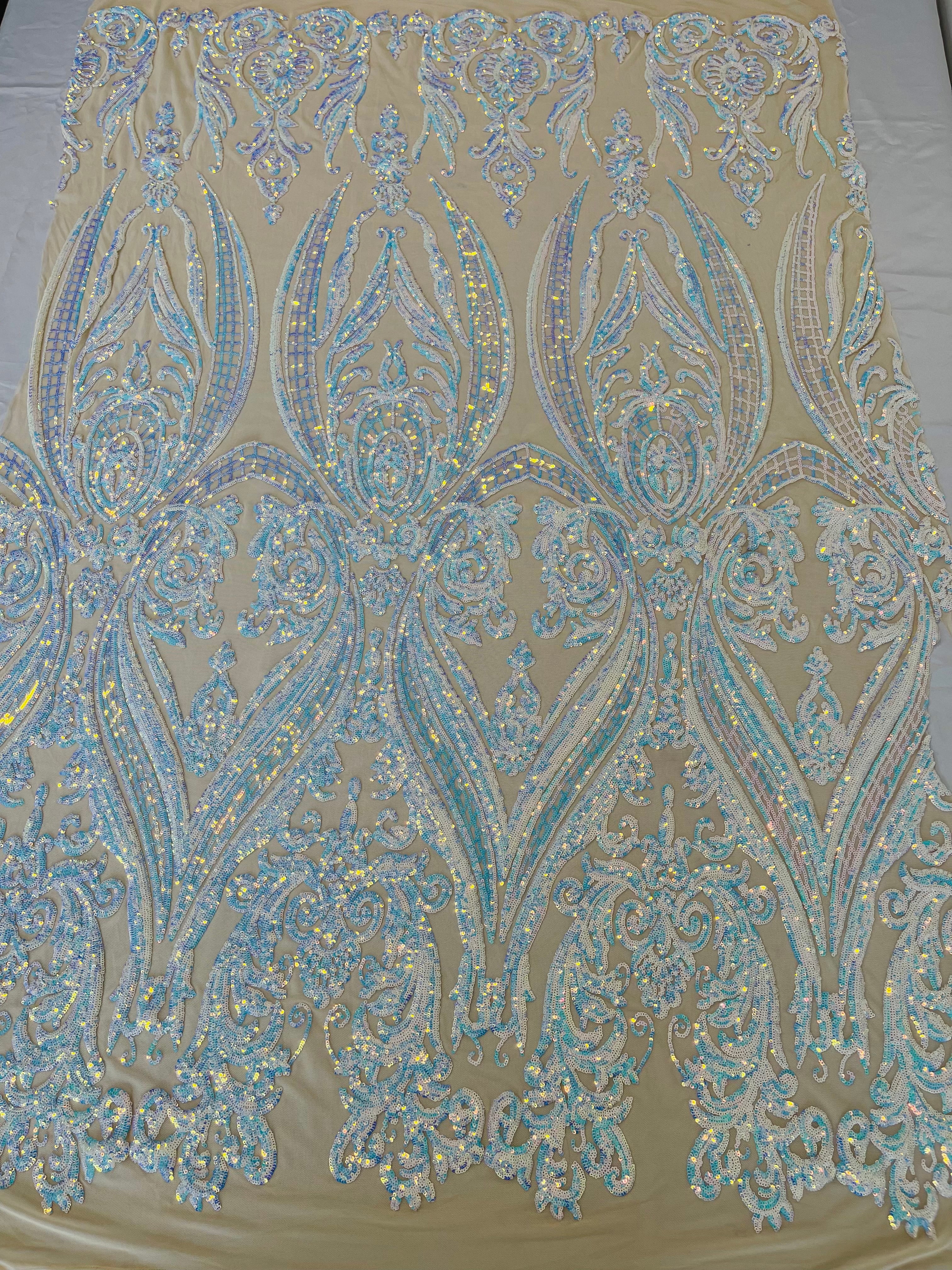 BIG DAMASK SEQUIN ON STRETCH MESH FABRIC (By The Yard) - Image 38