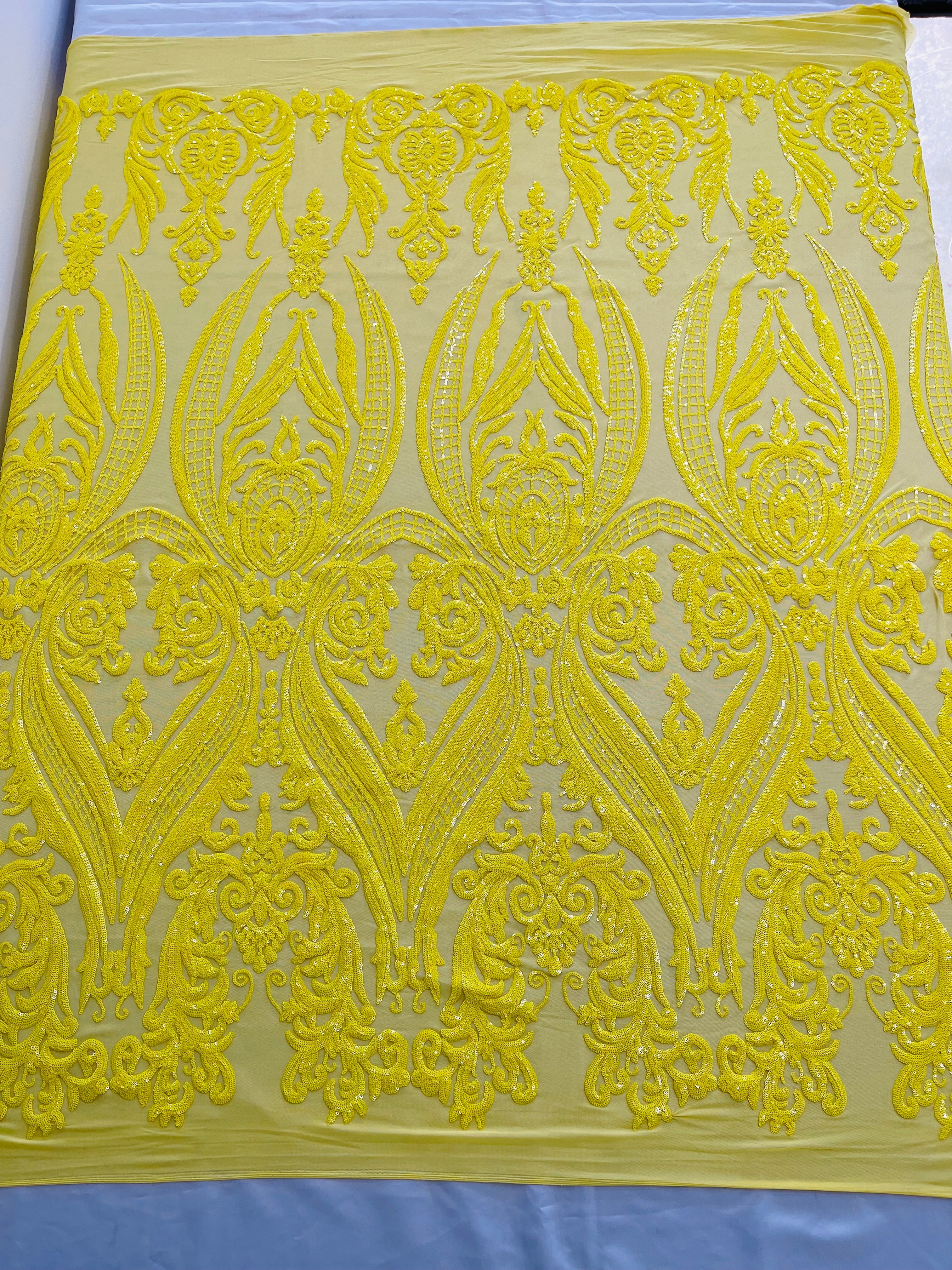 BIG DAMASK SEQUIN ON STRETCH MESH FABRIC (By The Yard) - Image 55