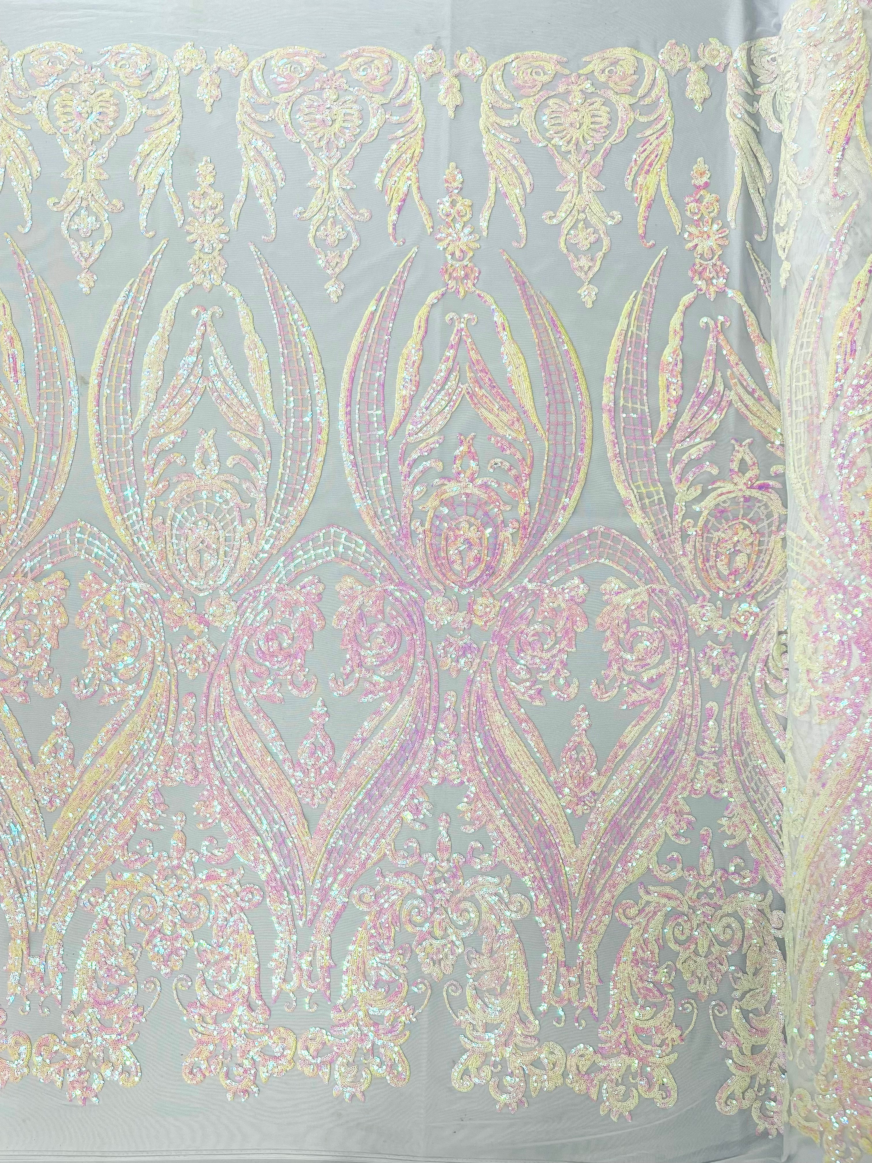BIG DAMASK SEQUIN ON STRETCH MESH FABRIC (By The Yard) - Image 63