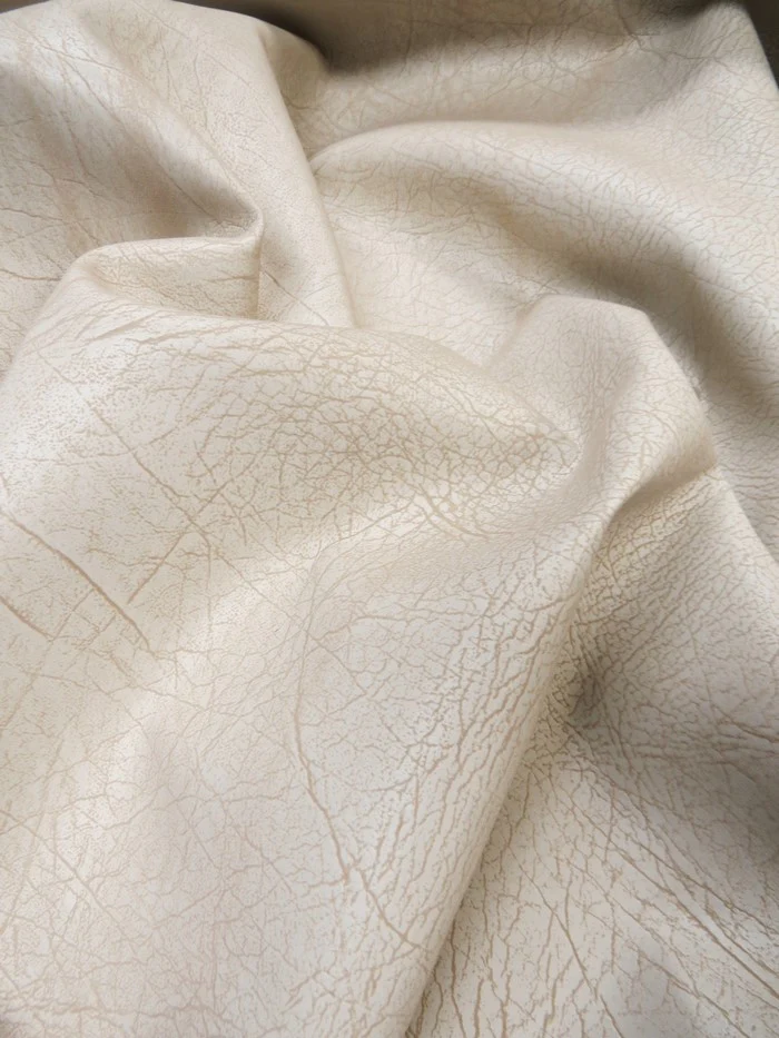 Creme Distressed Velvet Flocking Vinyl Fabric / 30 Yard Roll - Image 2