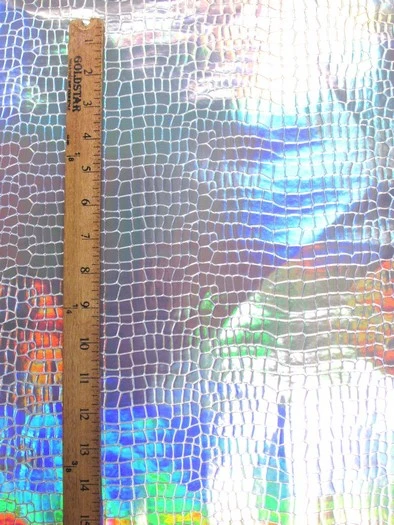 Gold Crocodile Holographic Embossed PVC Vinyl Fabric / Sold By The Yard - Image 3