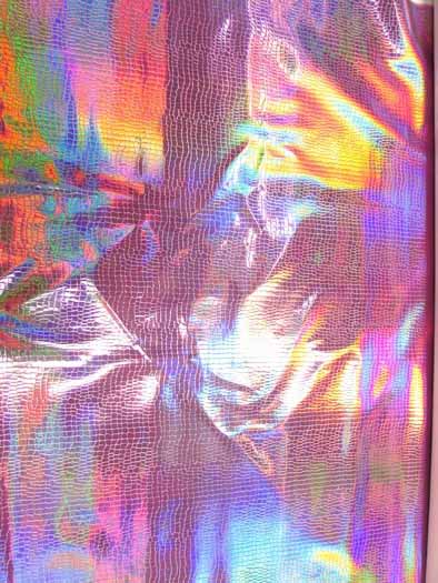 Crocodile Holographic Embossed PVC Vinyl Fabric / Pink / 15 yard Roll - Image 2