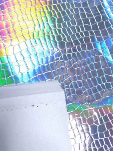 Crocodile Holographic Embossed PVC Vinyl Fabric / Pink / 15 yard Roll - Image 6