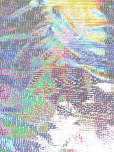 Crocodile Holographic Embossed PVC Vinyl Fabric / Silver / 15 Yard Roll - Image 2