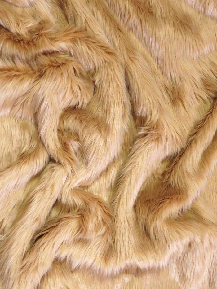 Desert Tan Solid Shaggy Long Pile Faux Fur Fabric / 15 Yard Bolt - Image 2