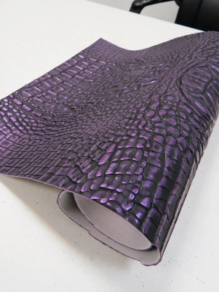 Disco Purple Metallic Caiman Gator Vinyl / Sold by the Yard - Image 2