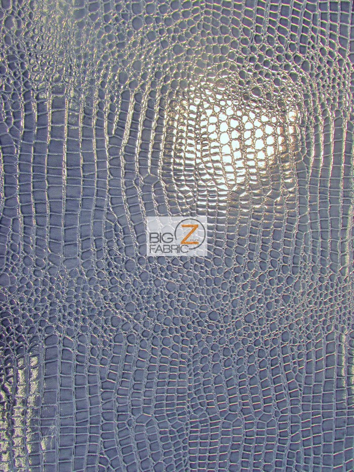 Navy Blue Vinyl Embossed Shiny Alligator Fabric / Sold By The Yard - Image 2