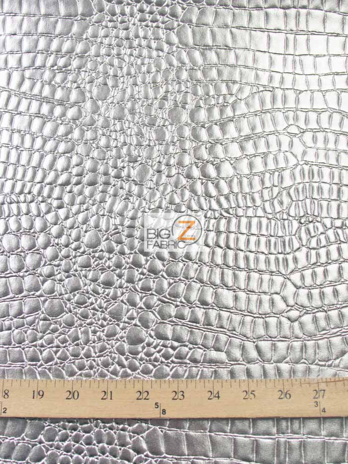 Navy Blue Vinyl Embossed Shiny Alligator Fabric / Sold By The Yard - Image 3