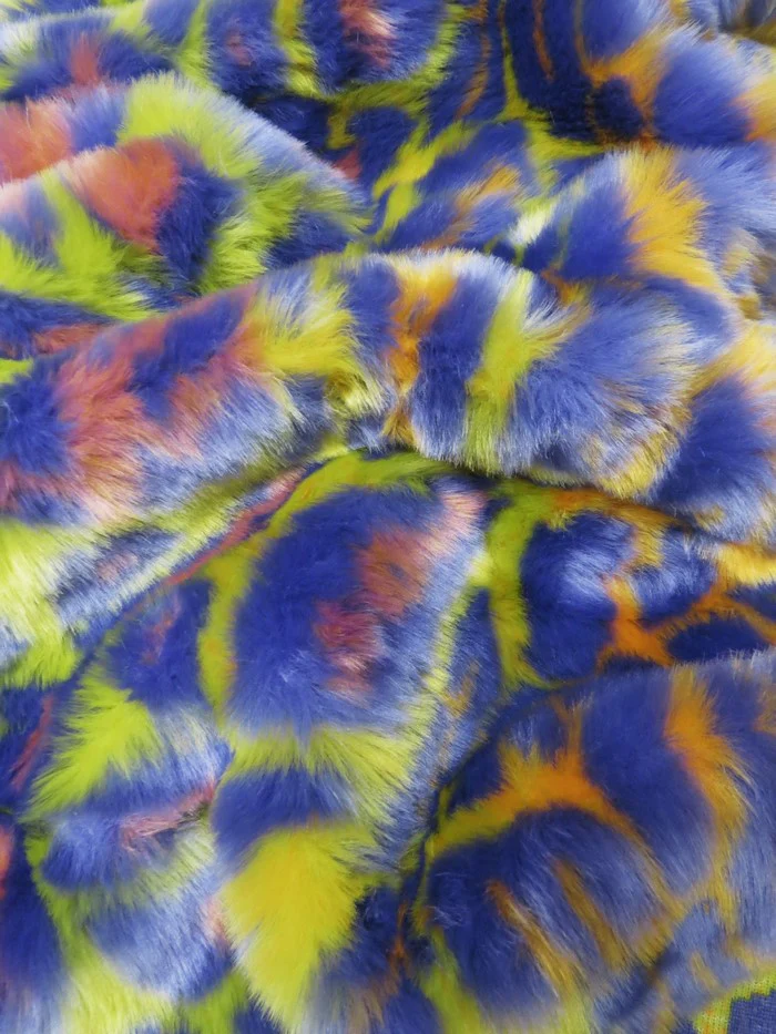 Ecoshag Hippie Jaguar Faux Fur Fabric / Neon Dream - Image 2