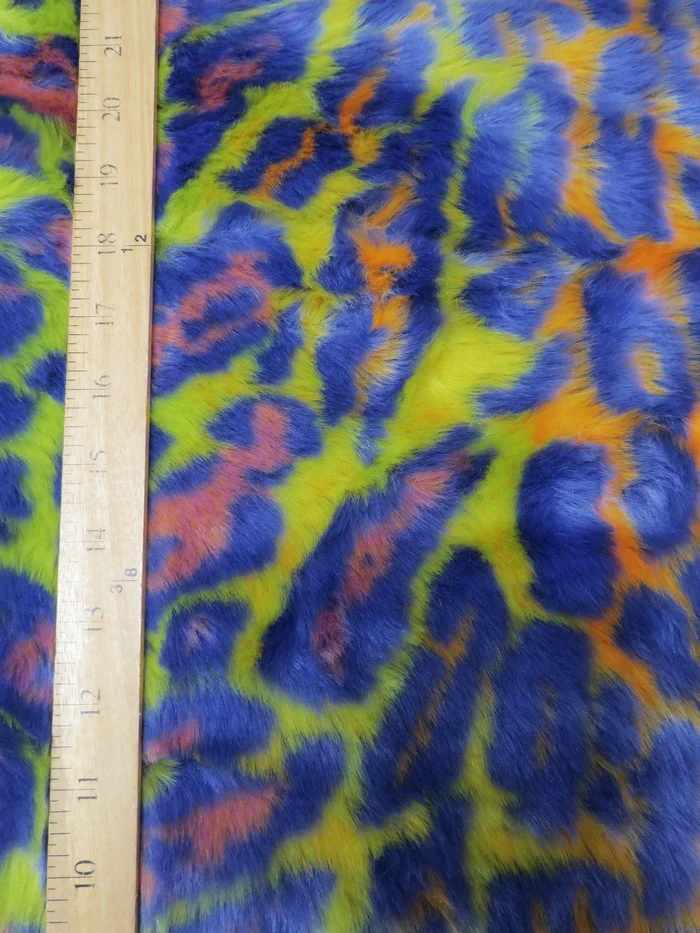 Ecoshag Hippie Jaguar Faux Fur Fabric / Neon Dream - Image 3