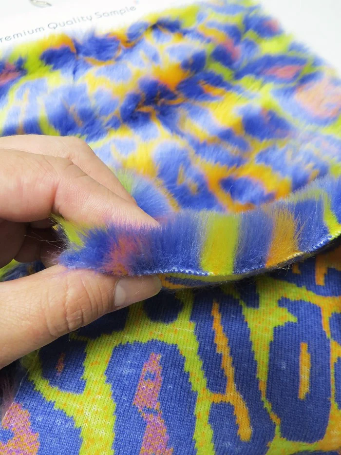 Ecoshag Hippie Jaguar Faux Fur Fabric / Neon Dream - Image 4