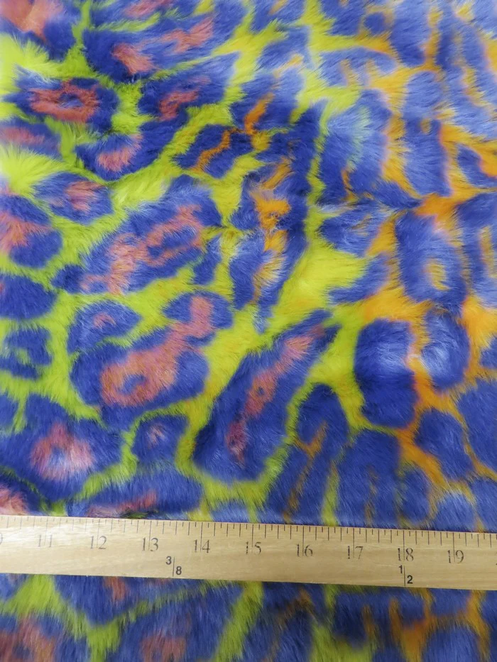 Ecoshag Hippie Jaguar Faux Fur Fabric / Neon Dream - Image 6