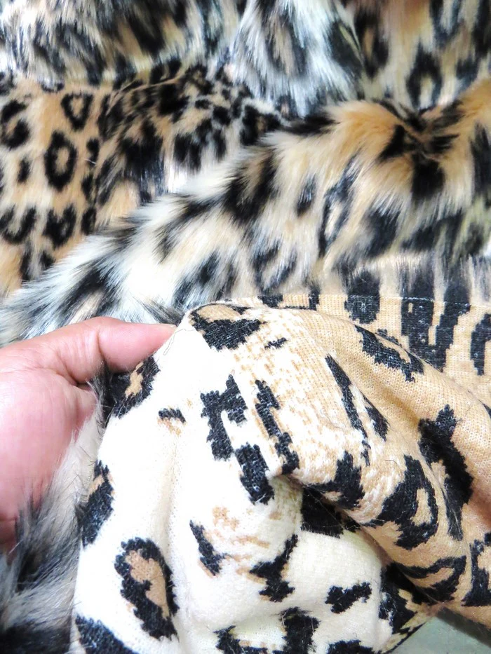 Snow Leopard Brown Leopard Cheetah Animal Long Pile Faux Fur Fabric / Sold By The Yard - Image 3
