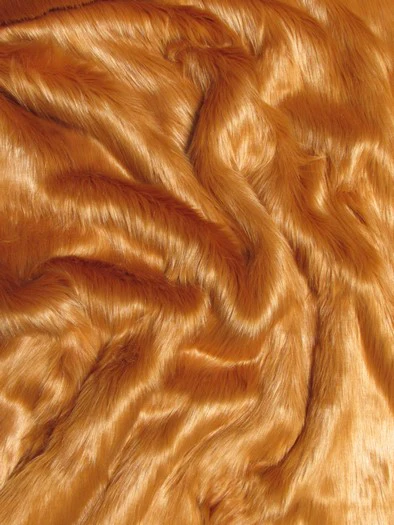 Amber Solid Shaggy Long Pile Faux Fur Fabric / Sold By The Yard - Image 2