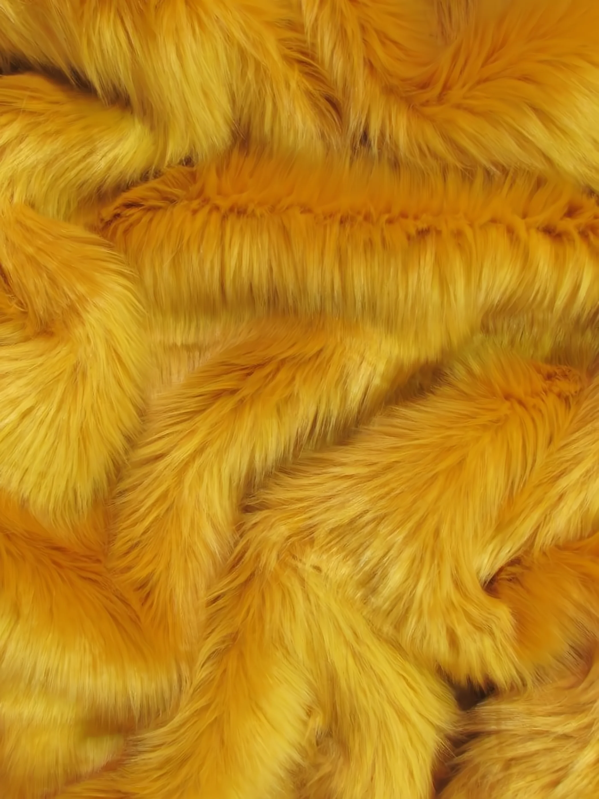Faux Fake Fur Solid Shaggy Long Pile Fabric / Saffron / EcoShag 15 Yard Bolt (Closeout)