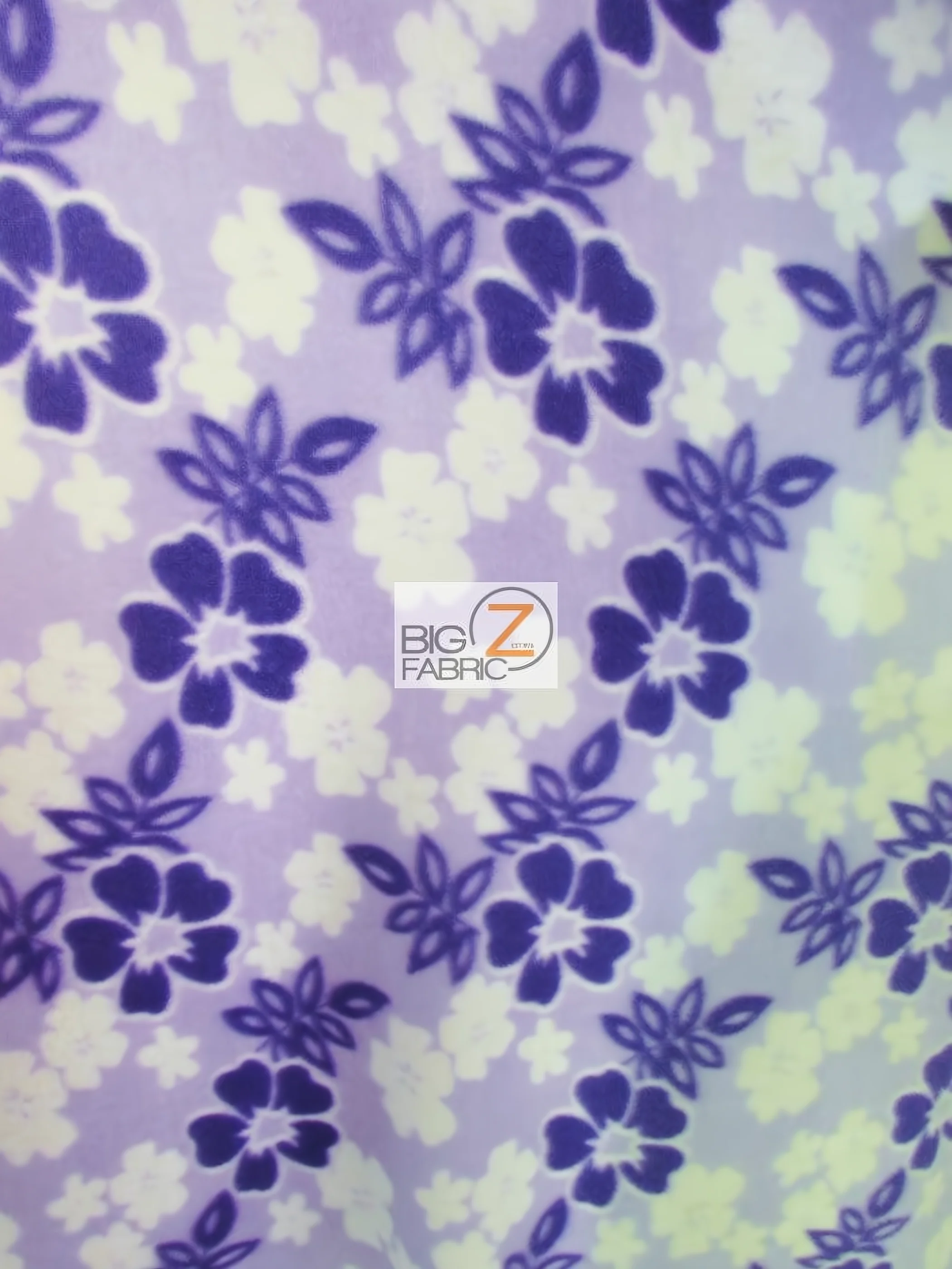 Fleece Printed Fabric / Hawaiian Nights Floral Lavender / Sold By The Yard (Second Quality Goods)