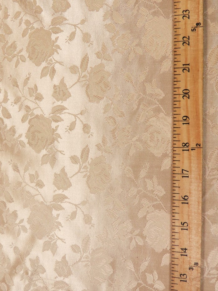 Floral Rose Jacquard Satin Fabric / Ivory / Sold By The Yard - Image 5