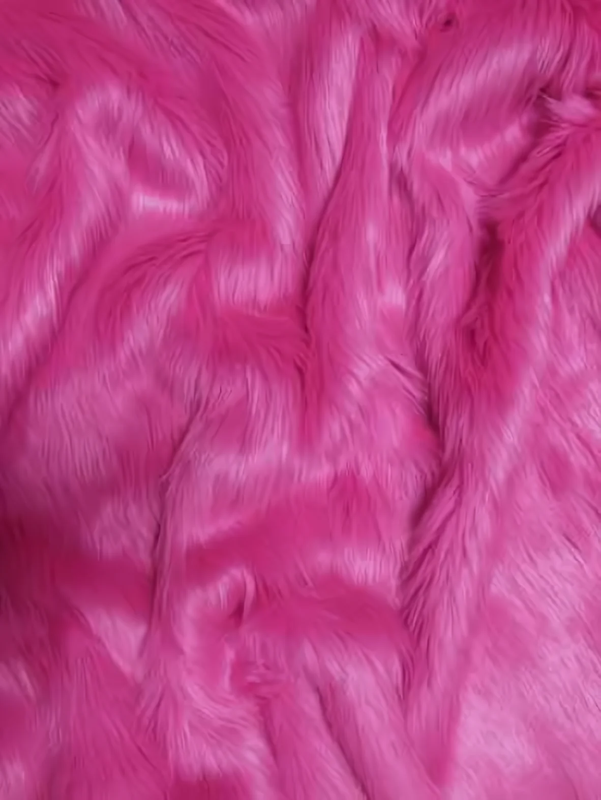 Fuchsia Solid Shaggy Long Pile Faux Fur Fabric / Sold By The Yard (Second Quality Goods)
