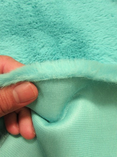 Aqua Half Shag Faux Fur Fabric (Beaver) / Sold By The Yard - Image 3