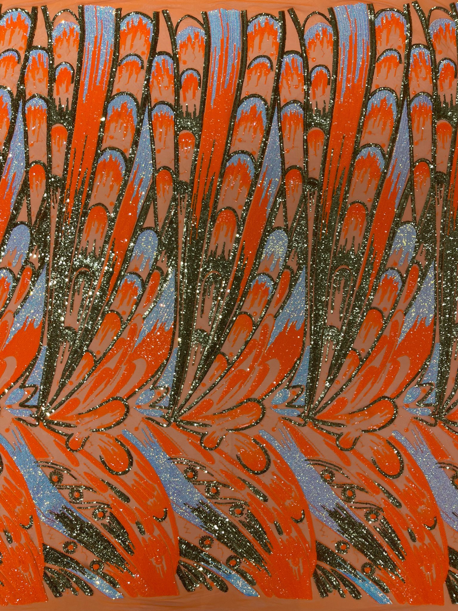 Feather Wing Iridescent Sequin Stretch Mesh Fabric / Sold by the Yard - Image 14