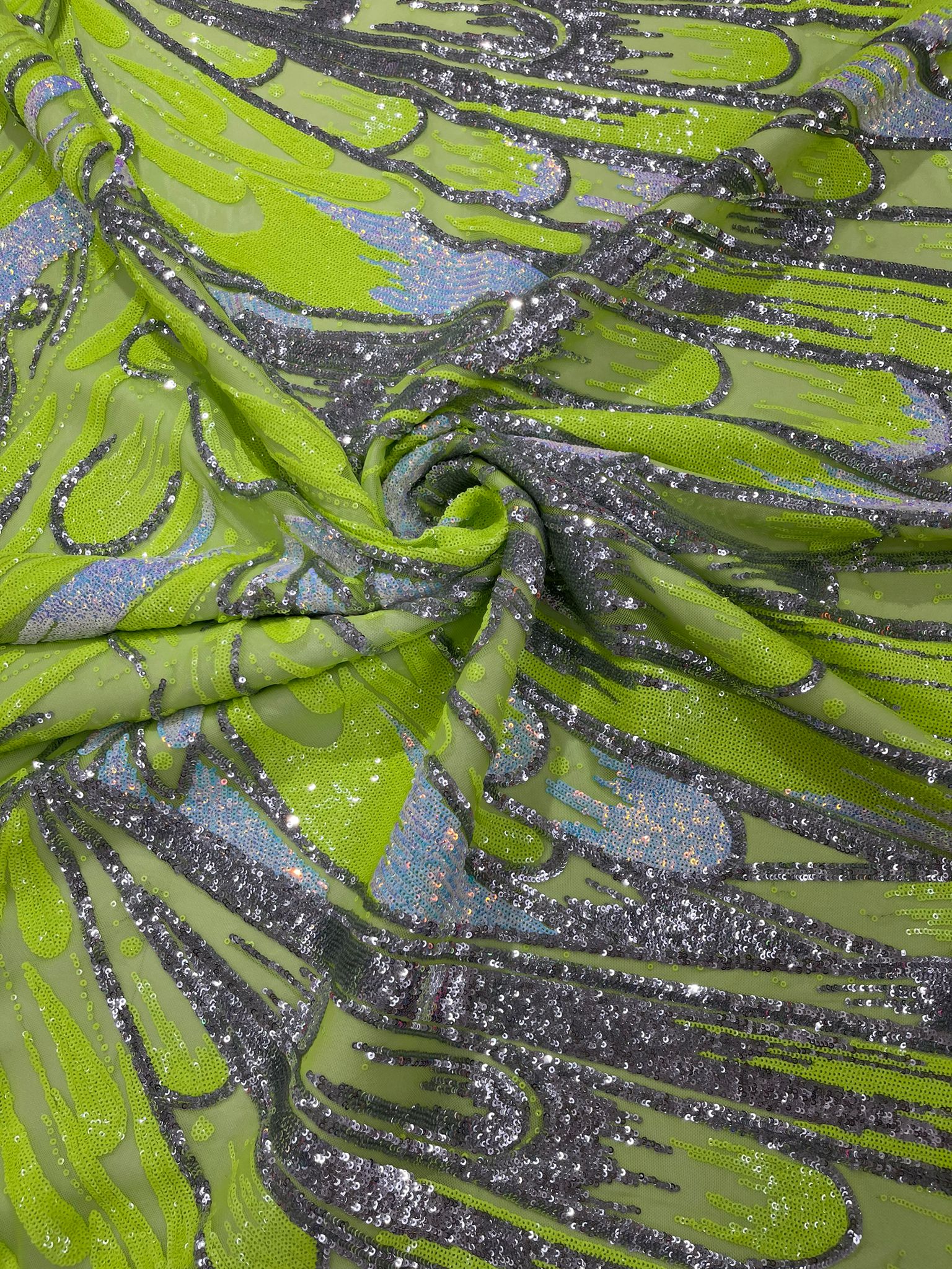 Feather Wing Iridescent Sequin Stretch Mesh Fabric / Sold by the Yard - Image 18