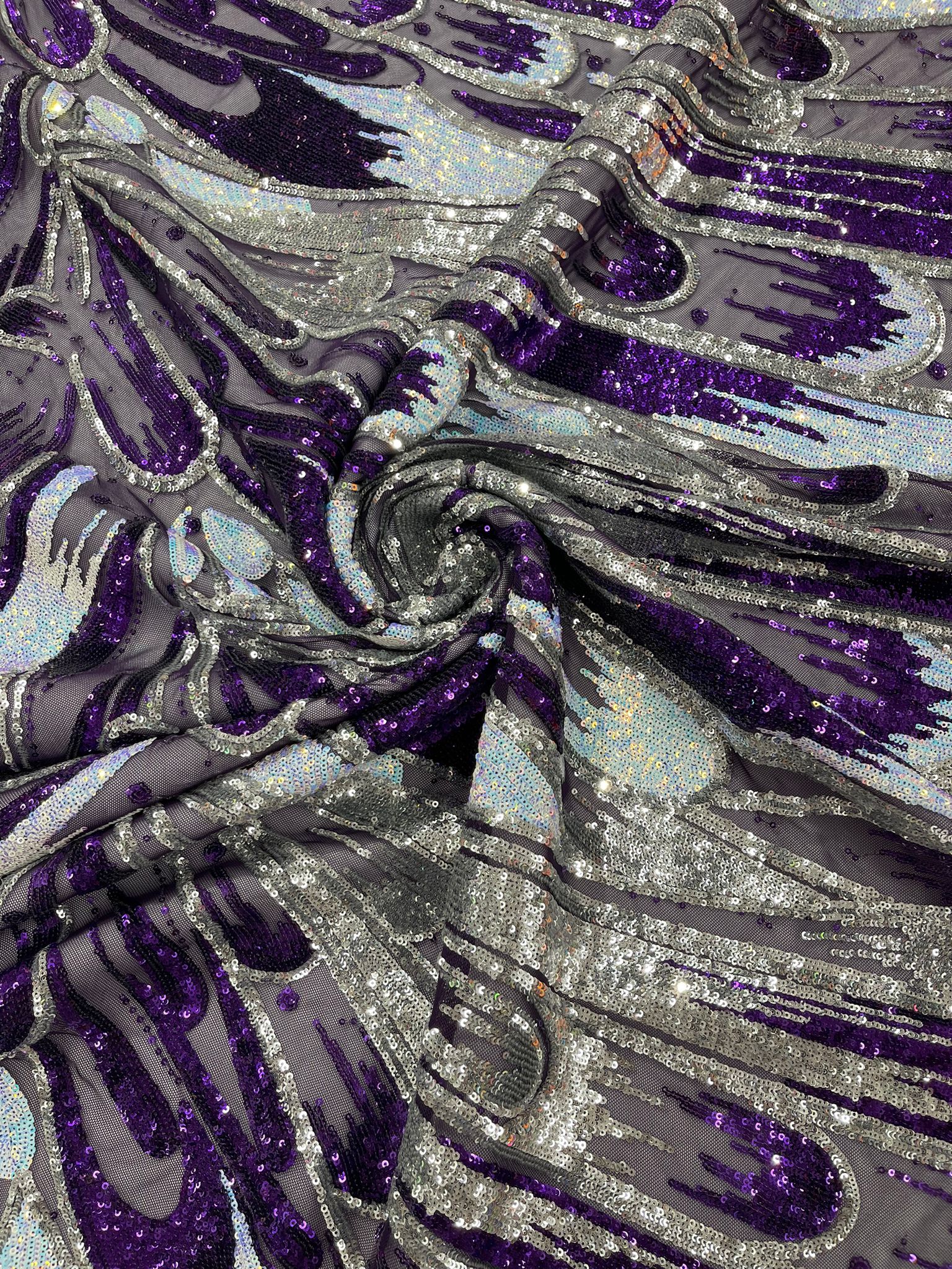 Feather Wing Iridescent Sequin Stretch Mesh Fabric / Sold by the Yard - Image 6