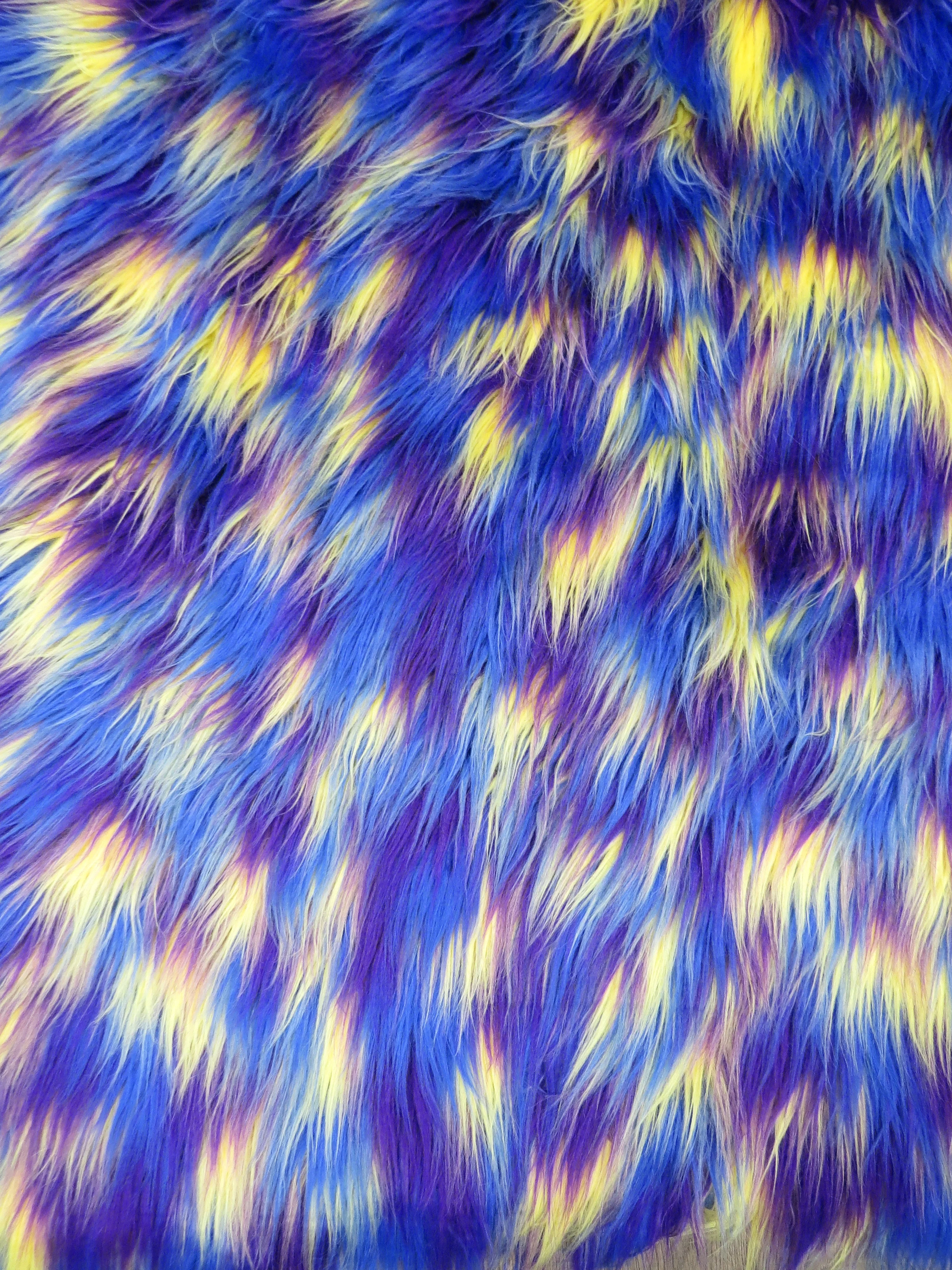 3 Tone Rainbow Shaggy Long Pile Faux Fur Fabrics / Sold by The Yard - Image 9