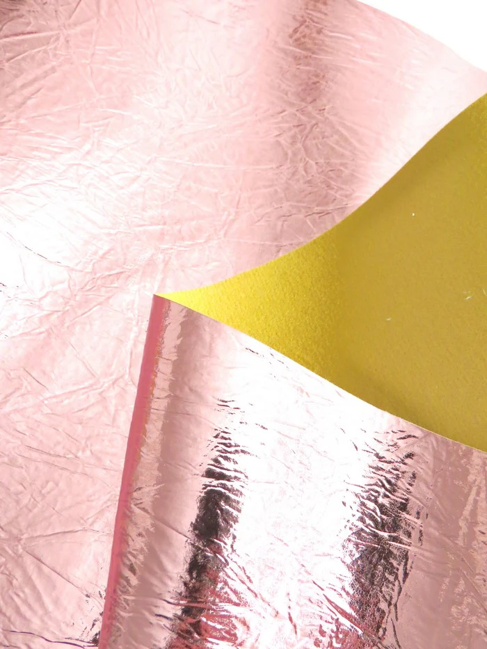 Light Pink Distressed/Crushed Chrome Metallic Mirror Vinyl Fabric / By The Roll - 30 Yards - Image 5
