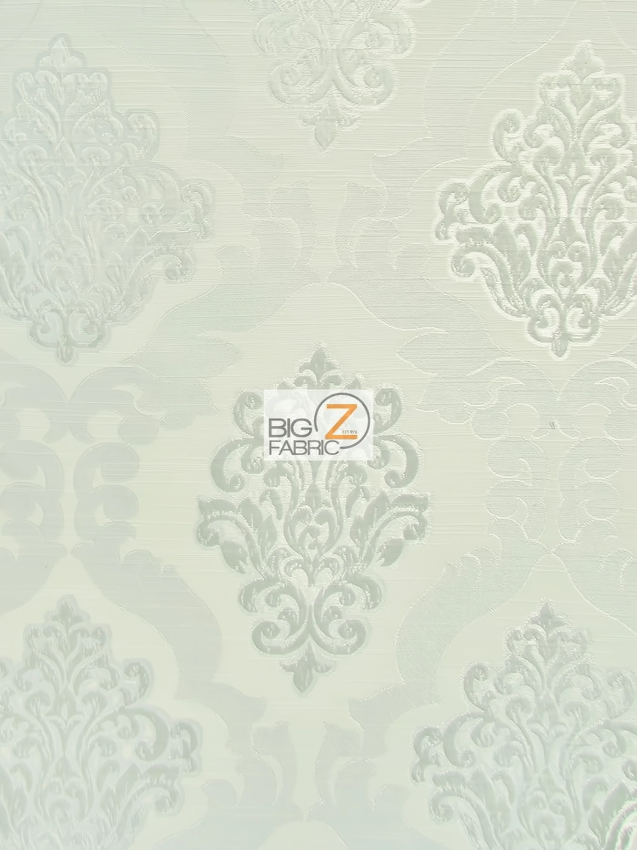 Medieval 2 Tone Damask Upholstery Fabric / Snow / Sold By The Yard
