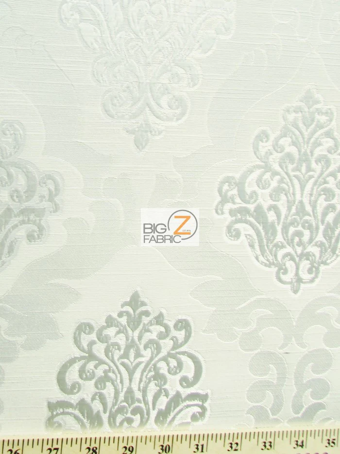 Medieval 2 Tone Damask Upholstery Fabric / Snow / Sold By The Yard - Image 2