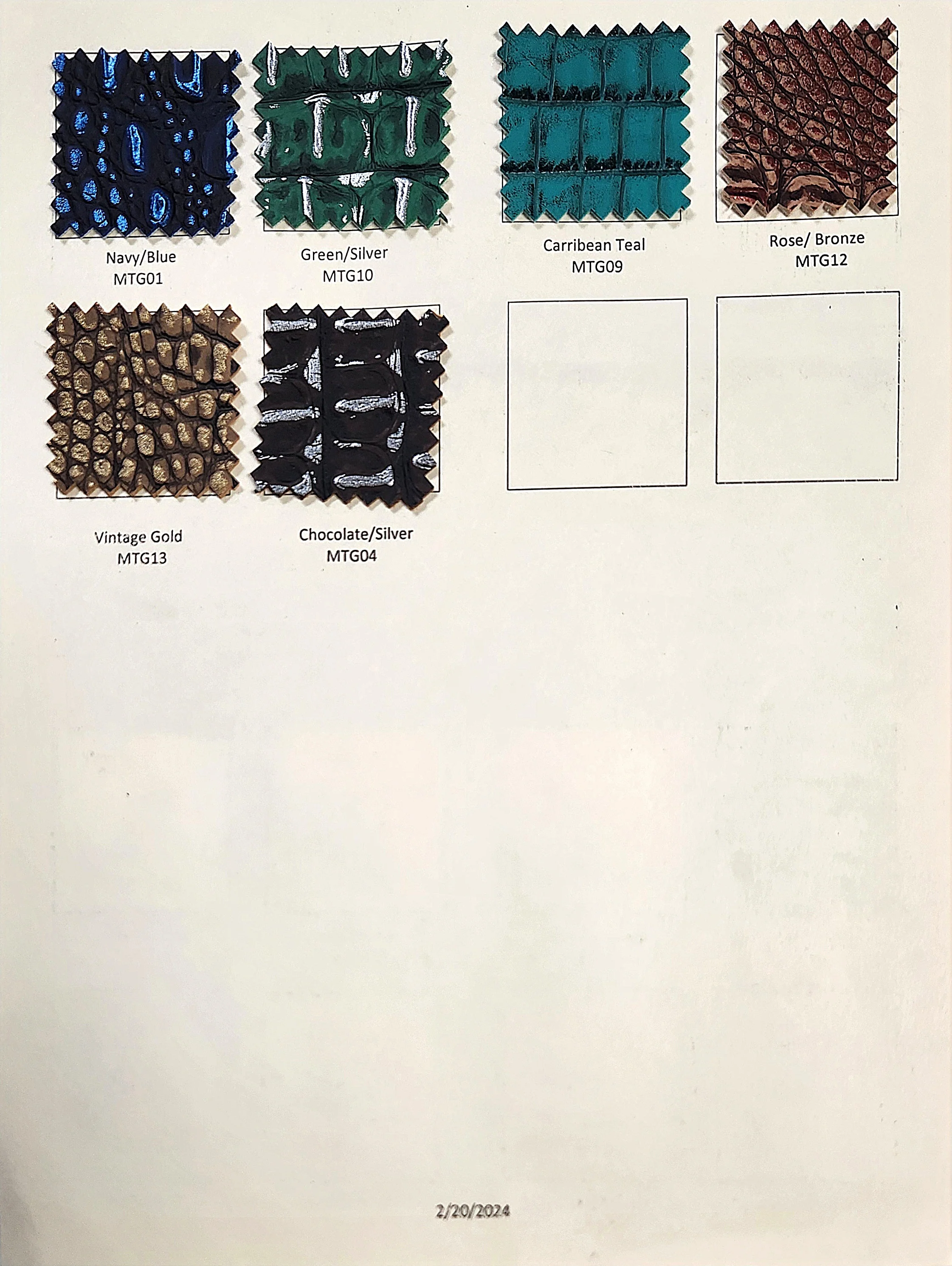 Metallic Caiman Gator Vinyl Color Card - Image 2