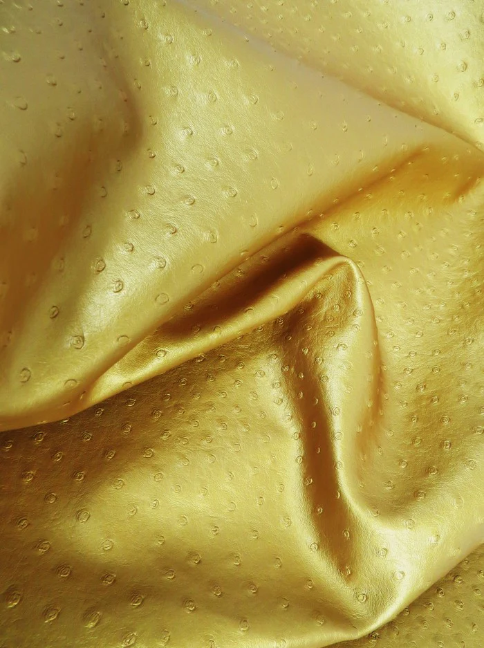 Metallic Gold Classic Ostrich Upholstery Vinyl Fabric / Sold By The Yard - Image 4