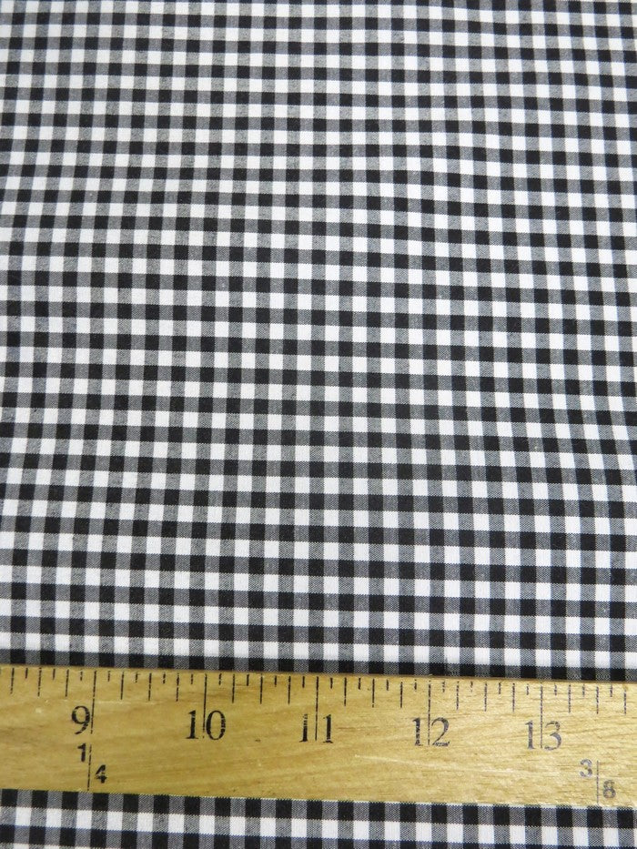 Mini Checkered Gingham Poly Cotton Printed Fabric / Black / Sold By The Yard