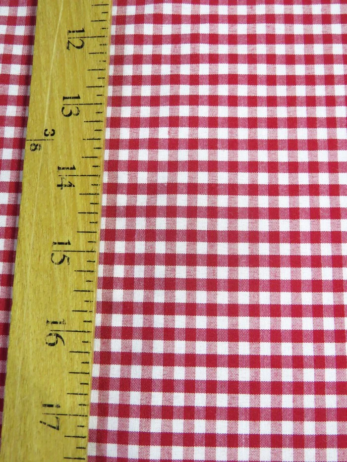 Mini Checkered Gingham Poly Cotton Printed Fabric / Blue / Sold By The Yard - Image 2